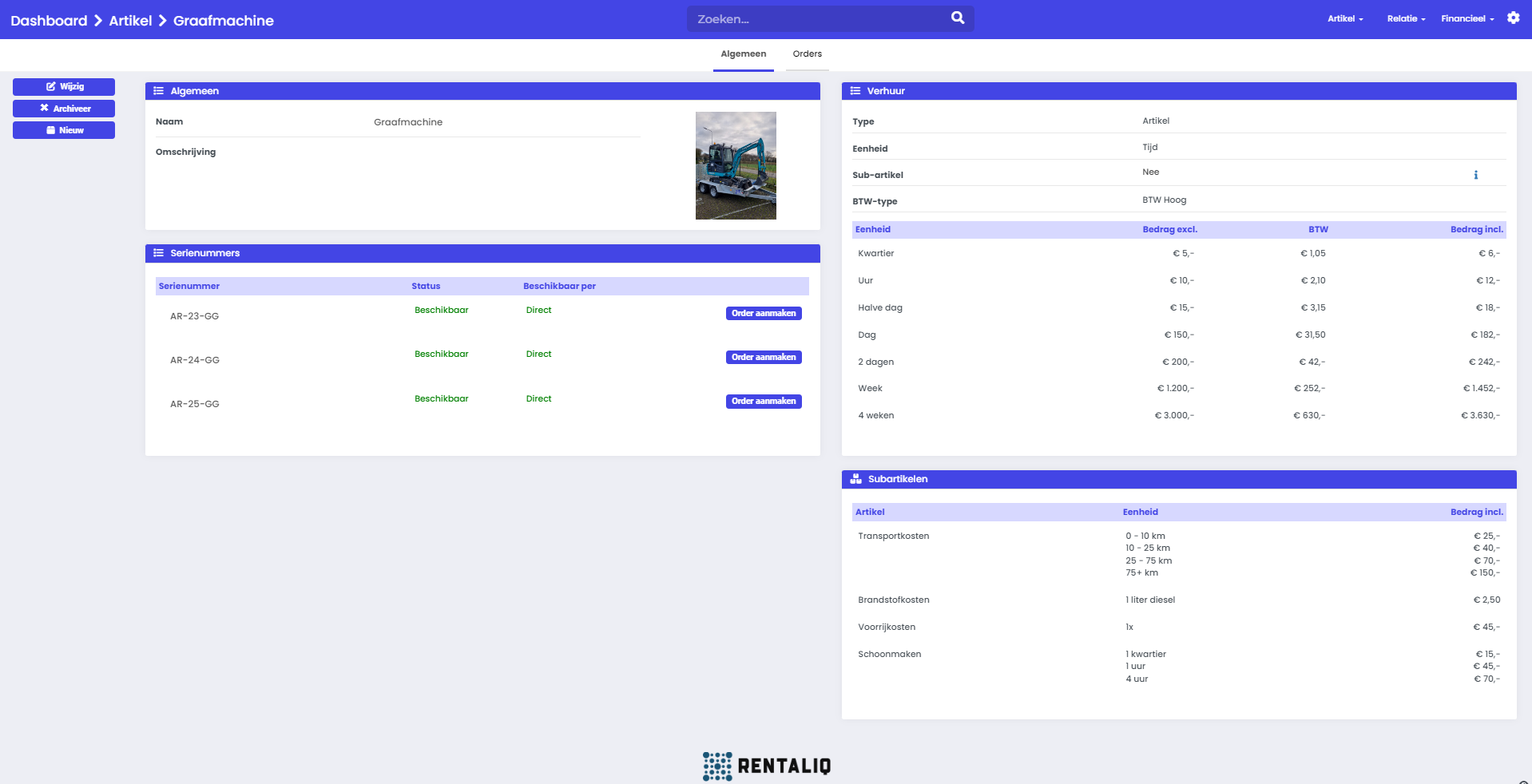 Artikel aanmaken in Rental IQ Artikel aanmaken in Rental IQ